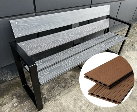 77.010 Лавка L1500 на 3 сегменти (труба проф. 50х25, терасна дошка колір WOOD)