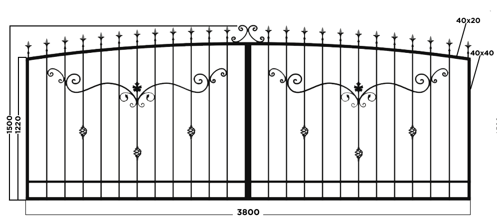 Ворота "Наталі" (1500х3800) (ковка)