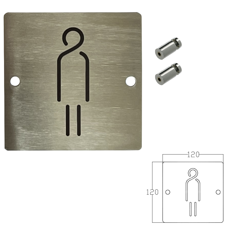 Вивіска з нержавіючої сталі ＂Вбиральня чоловіча＂ з гравіюванням