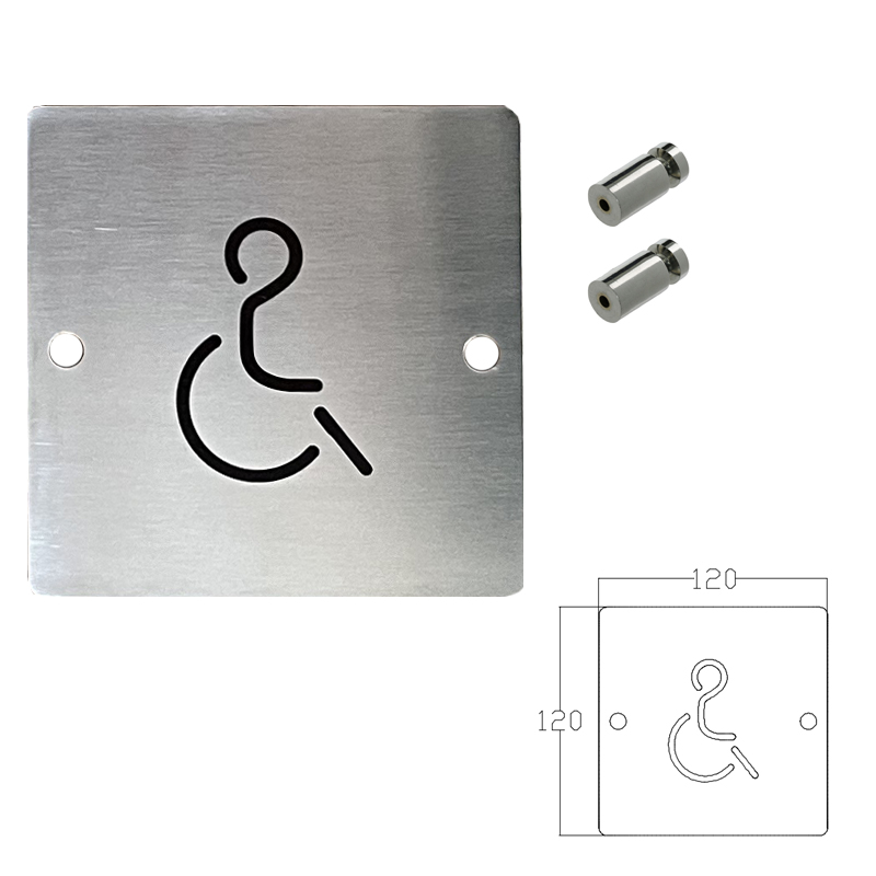 Вивіска з нержавіючої сталі ＂Вбиральня для фізично обмеженних осіб＂ із гравіюванням