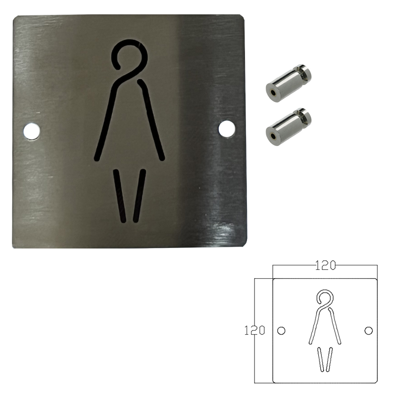 Вивіска з нержавіючої сталі ＂Вбиральня жіноча＂ з гравіюванням