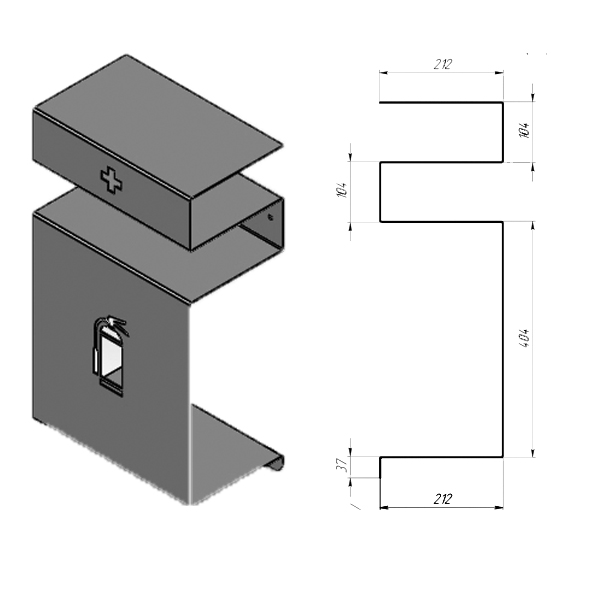 Підставка під вогнегасник з аптечкою H-800мм (лазер)